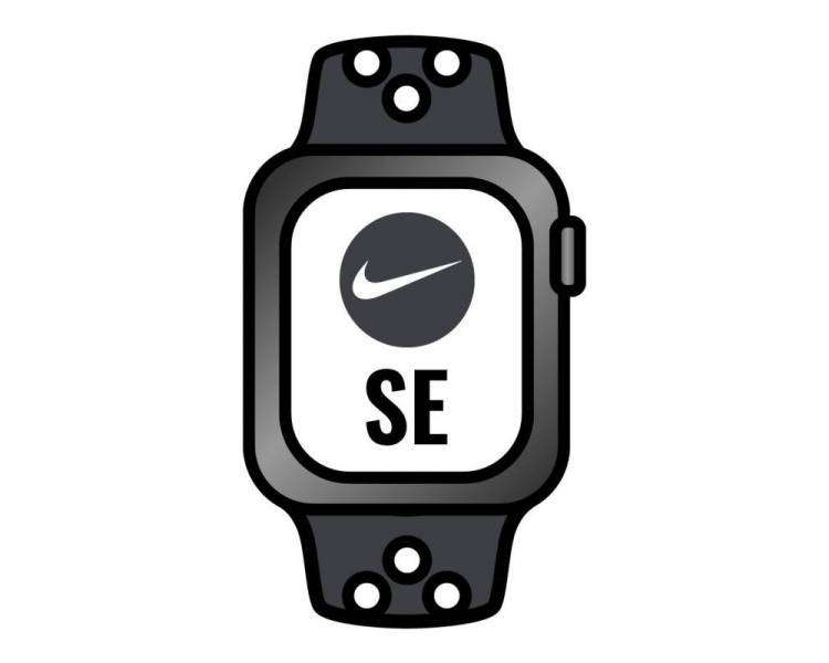 Apple watch se/ nike/ gps/ 44 mm/ caja de aluminio en gris espacial/ correa deportiva nike antracita negro