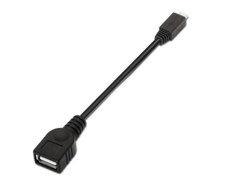 Cable usb 2.0 aisens a101-0031/ microusb macho - usb hembra/ 15cm/ negro