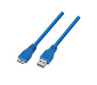 Cable usb 3.0 aisens a105-0047/ usb macho - microusb macho/ 1m/ azul