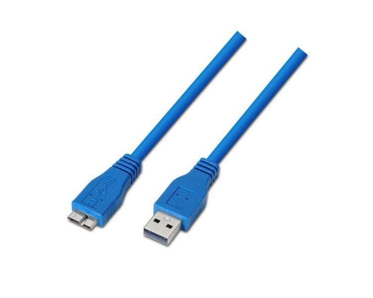 Cable usb 3.0 aisens a105-0048/ usb macho - microusb macho/ 2m/ azul