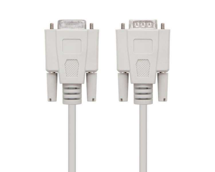 Cable serie rs232 nanocable 10.14.0203/ db9 macho - db9 hembra/ 3m/ beige