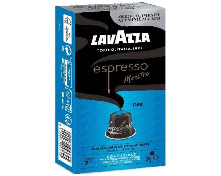Cápsula lavazza espresso maestro dek descafeinado para cafeteras nespresso/ caja de 10