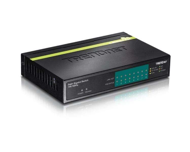 Switch trendnet tpe-tg80g 8 puertos/ rj-45 gigabit 10/100/1000 poe