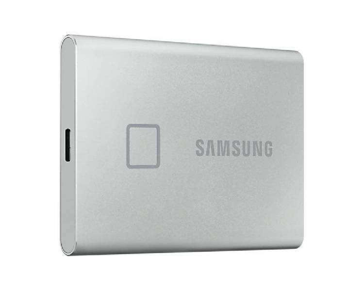 Disco externo ssd samsung portable t7 touch 500gb/ usb 3.2/ plata