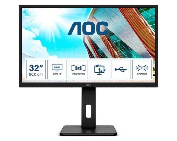Monitor profesional aoc q32p2ca 31.5'/ qhd/ multimedia/ negro