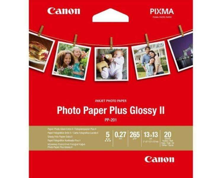 Papel fotográfico canon pp-201/ 13 x 13cm/ 265g/ 20 hojas/ brillante