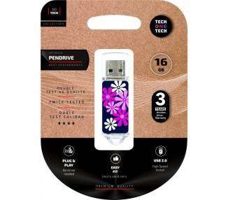 Memoria USB Pen Drive 16gb tech one tech flower power usb 2.0