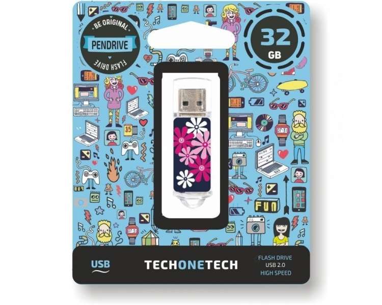 Memoria USB Pen Drive 32gb tech one tech flower power usb 2.0