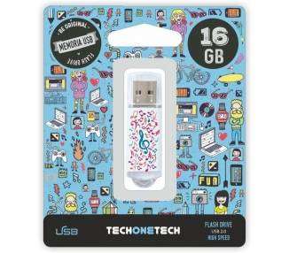 Memoria USB Pen Drive 16gb tech one tech music dream usb 2.0
