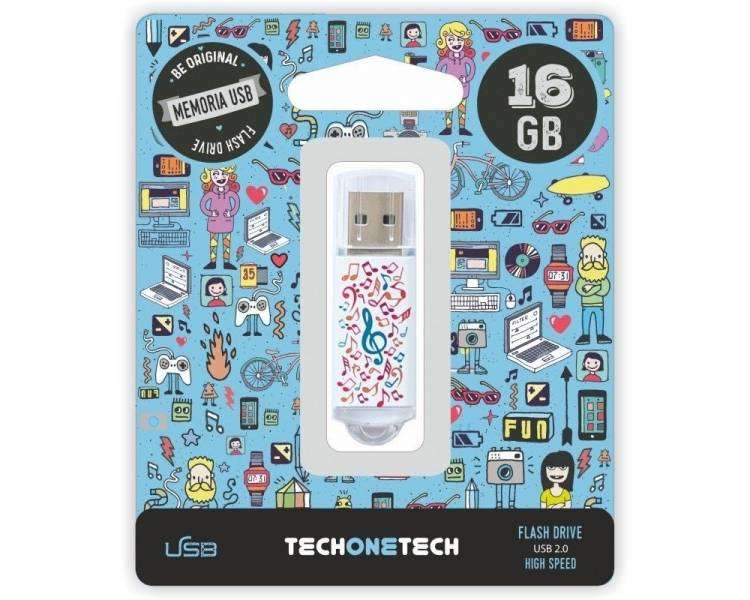 Memoria USB Pen Drive 16gb tech one tech music dream usb 2.0