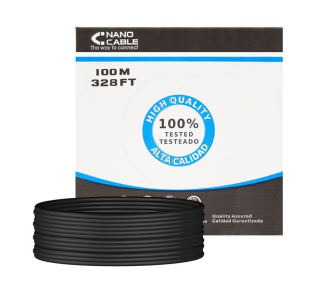 Bobina de cable rj45 utp nanocable 10.20.0302-ext-bk cat.5e/ 100m/ negro