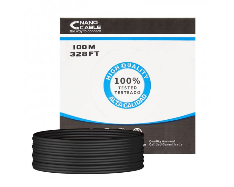 Bobina de cable rj45 utp nanocable 10.20.0302-ext-bk cat.5e/ 100m/ negro