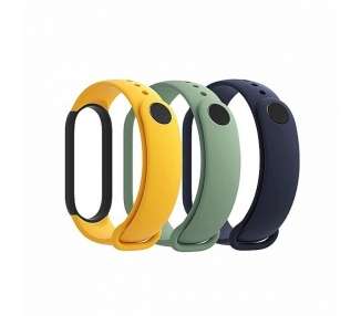 Pack de correas para xiaomi mi smart band 5 strap/ 3 unidades/ azul/ amarillo/ verde claro