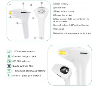 Depiladora Permanente Luz Laser IPL para Mujeres y Hombres, Cara, Piernas Axilas