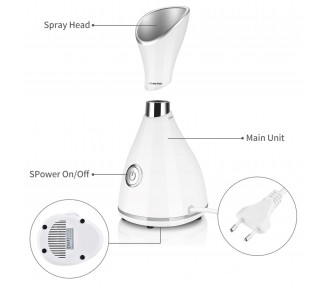 Vaporizador Facial Nano iónico, Humidificador Poros, Reduce los Puntos Negros
