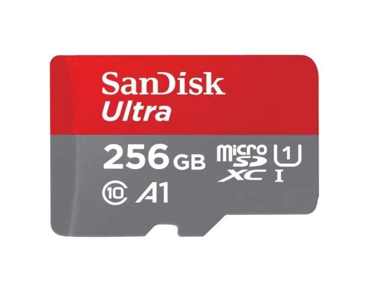 Tarjeta de memoria sandisk ultra 256gb microsd con adaptador/ clase 10/ 120mbs