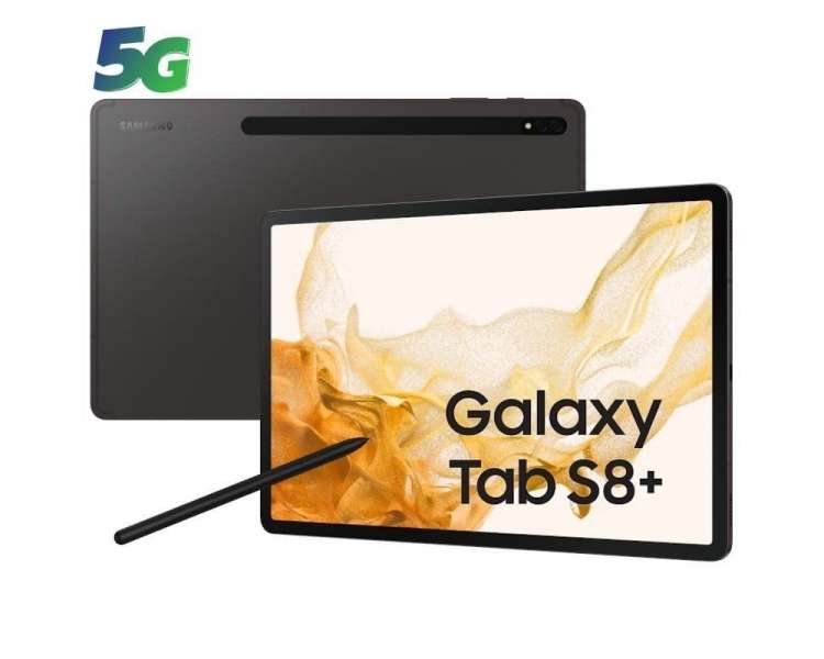 Tablet samsung galaxy tab s8+ 12.4'/ 8gb/ 256gb/ 5g/ gris grafito