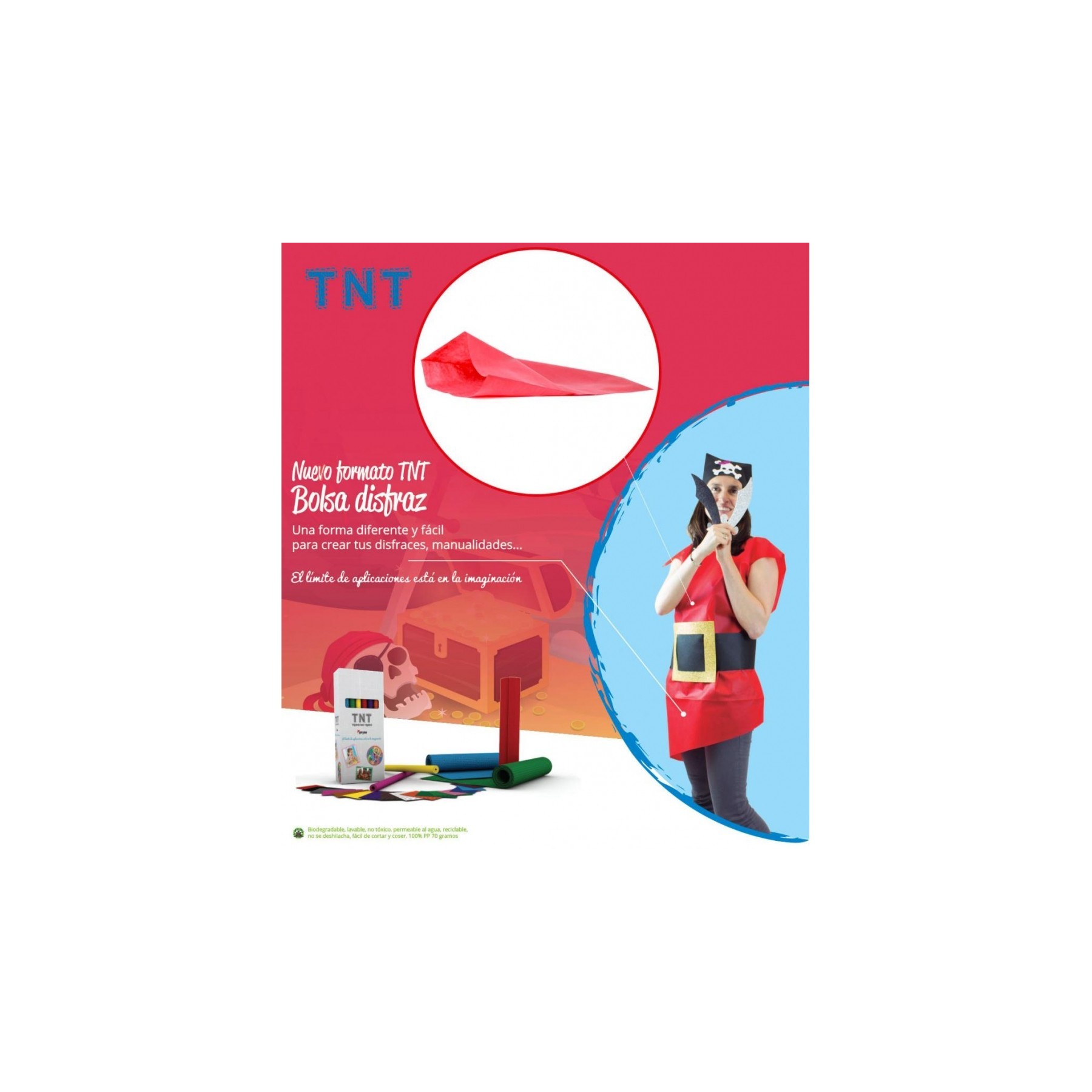 Pack 25 Bolsas Disfraz65X90 TNT 60 Gr Roja