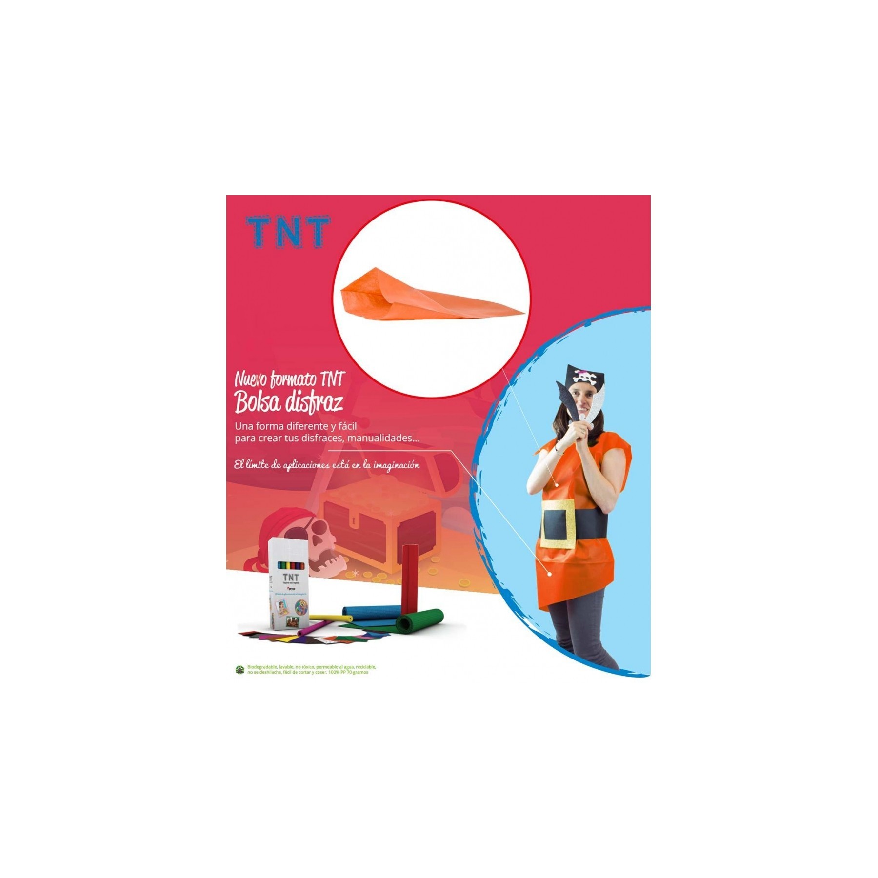 Pack 25Bolsas Disfraz65X90 TNT 60 Gr Naran