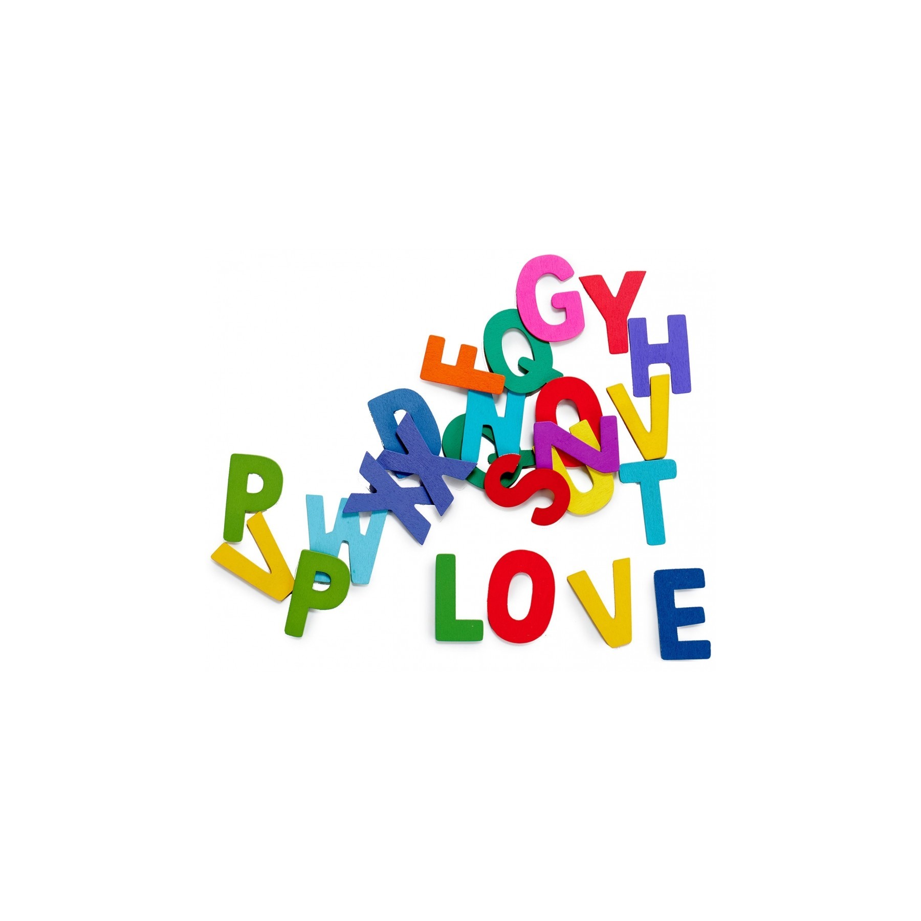 Caja 104 Letras Madera Colores 5 Cm