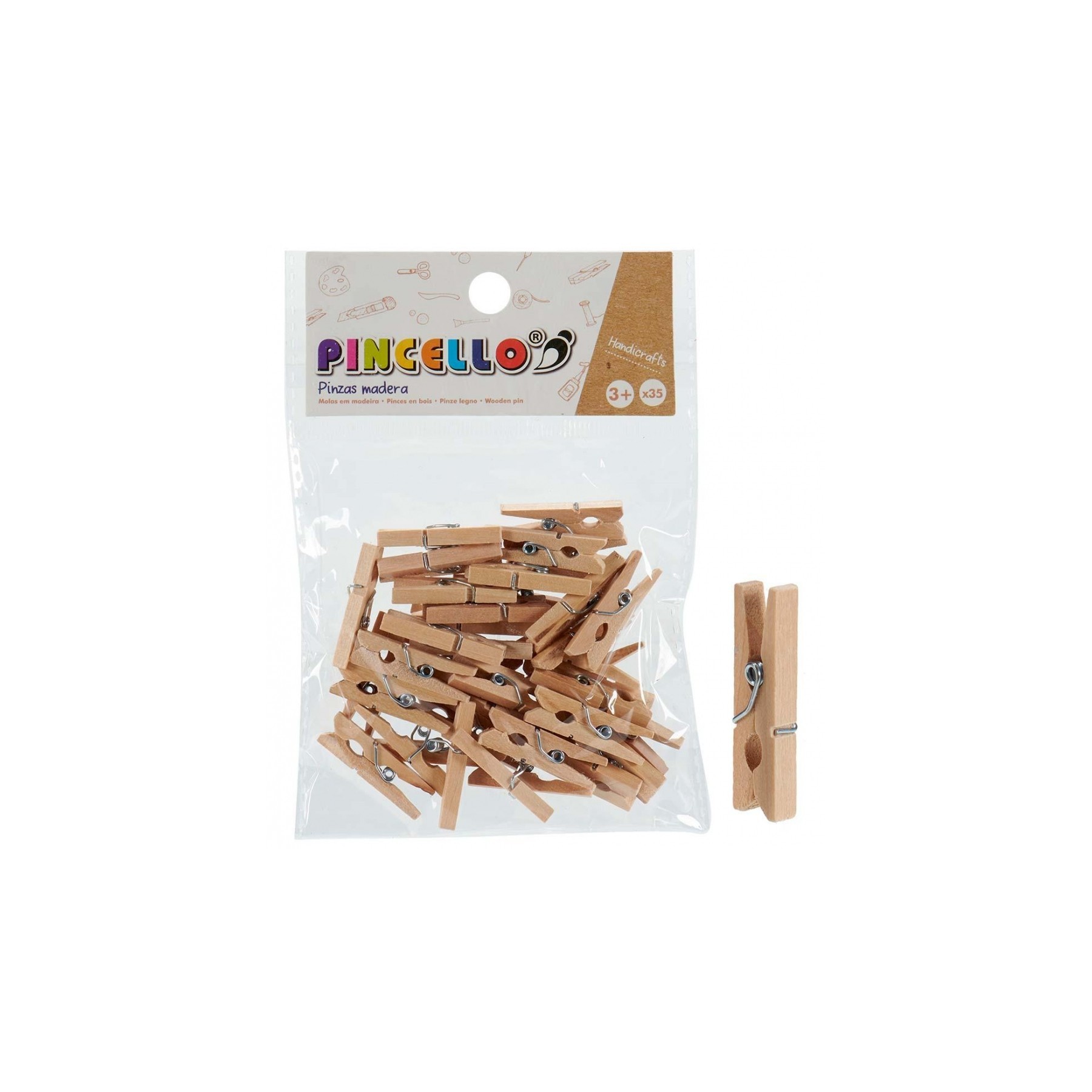 Pack 35 Mini Pinzas Madera