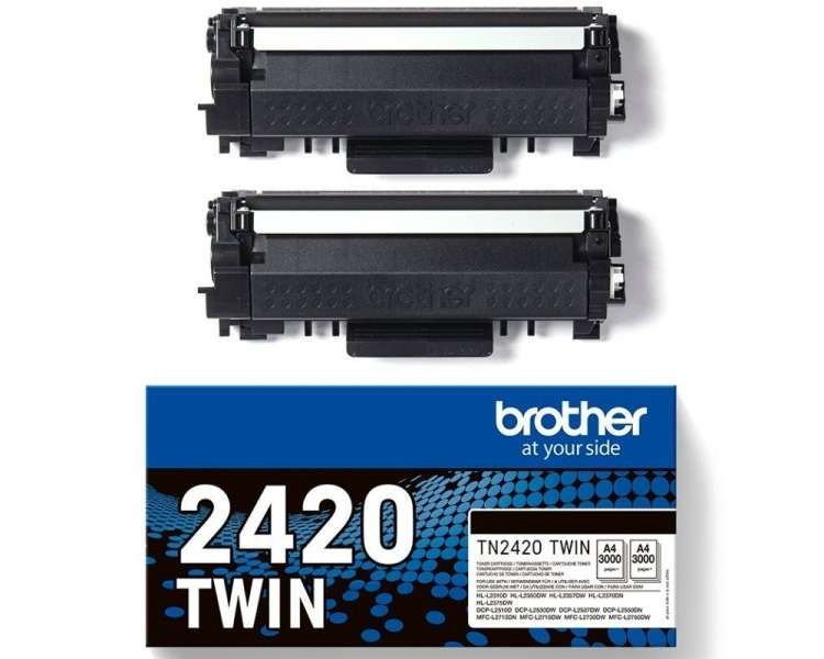 Tóner original brother tn2420twin multipack xl alta capacidad/ 2x negro