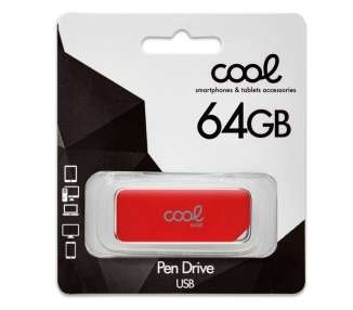 Memoria USB Pen Drive USB x64 GB 2.0 COOL Board Rojo