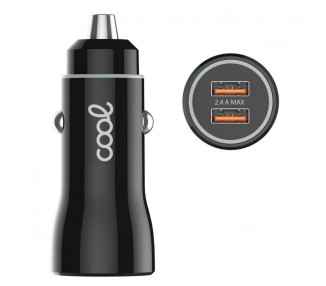 Cargador Coche Universal Doble Entrada Usb COOL Negro 2.4 Amp