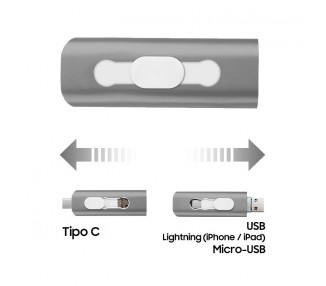 Memoria USB Pen Drive USB x32 GB COOL (3 En 1) Lightning / Tipo-C / Micro-USB Gris