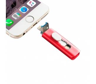 Memoria USB Pen Drive USB x32 GB COOL (3 en 1) Lightning / Tipo-C / Micro-USB Rojo