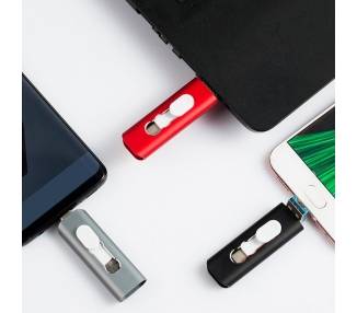 Memoria USB Pen Drive USB x64 GB COOL (3 en 1) Lightning / Tipo-C / Micro-USB Gris
