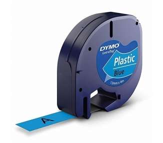 Cinta rotuladora adhesiva de plástico dymo 91205/ para letratag/ 12mm x 4m/ negra-azul