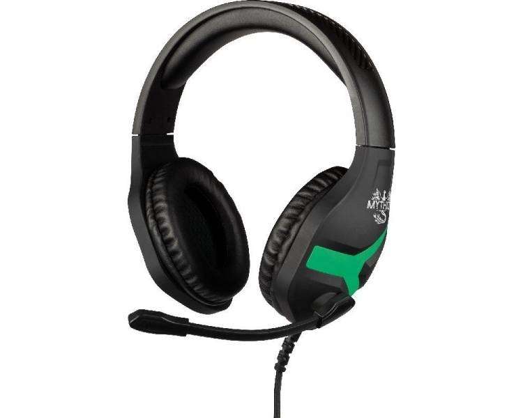 Auriculares gaming con micrófono konix nemesis para xbox/ jack 3.5/ negro y verde