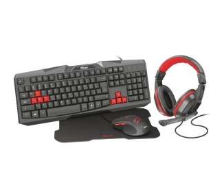 Pack gaming trust gaming ziva/ teclado + auriculares + ratón óptico + alfombrilla