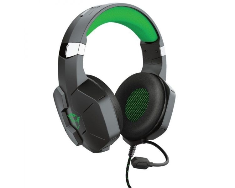 Auriculares gaming con micrófono trust gaming gxt 323x carus/ jack 3.5/ negro y verde