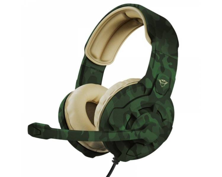 Auriculares gaming con micrófono trust gaming gxt 411c radius/ jack 3.5/ verde camuflaje