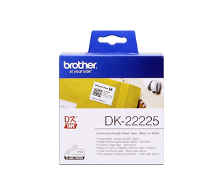 BROTHER DK22225 - ETIQUETAS ORIGINALES DE TAMAÑO PERSONALIZADO - ANCHO 38MM X 30,48 METROS - TEXTO NEGRO SOBRE FONDO BLANCO