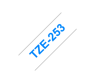 BROTHER TZE253 CINTA LAMINADA COMPATIBLE DE ETIQUETAS - TEXTO AZUL SOBRE FONDO BLANCO - ANCHO 24MM X 8 METROS
