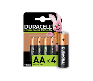 Duracell Pilas Bateria Recargables NiHM AA LR6 1.2V 13000Mah, 4 Unidades
