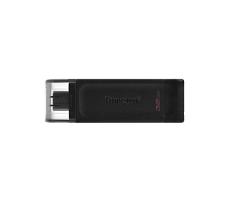 Memoria USB KINGSTON DATATRAVELER 70 TIPO C 32GB - USB-C 3.2 GEN 1 - CON TAPA - COLOR NEGRO (Pen Drive)
