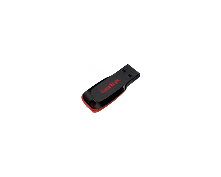 Memoria USB SANDISK CRUZER BLADE 2.0 64GB - SIN TAPA - COLOR NEGRO/ROJO (Pen Drive)