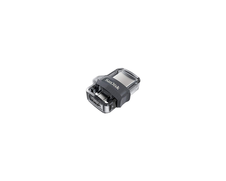 SANDISK ULTRA DUAL DRIVE M3.0 MEMORIA USB 3.0 Y MICRO USB 16GB - HASTA 130MB/S DE LECTURA - COLOR TRANSPARENTE/NEGRO (PENDRIVE)