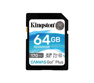 KINGSTON TARJETA SDXC 64GB UHS-I U3 V30 CLASE 10 170MB/S CANVAS GO PLUS
