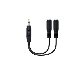 Cable estéreo nanocable 10.24.1200/ jack 3.5 macho - 2x jack 3.5 hembra/ 15cm/ negro