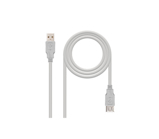 Cable alargador usb 2.0 nanocable 10.01.203/ usb macho - usb hembra/ 1.8m/ beige