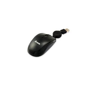 EQUIP RATON USB CON CABLE RETRACTIL 1000DPI - USO AMBIDIESTRO - COLOR NEGRO
