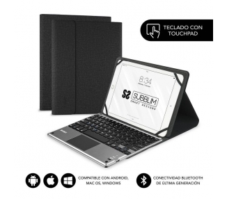 Funda con teclado subblim keytab pro bluetooth touchpad para tablets de 10.1'-10.8'/ negra