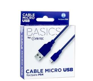 Cable usb 2.0 fr-tec ft0018 para ps4/ usb macho - microusb macho/ 3m/ azul