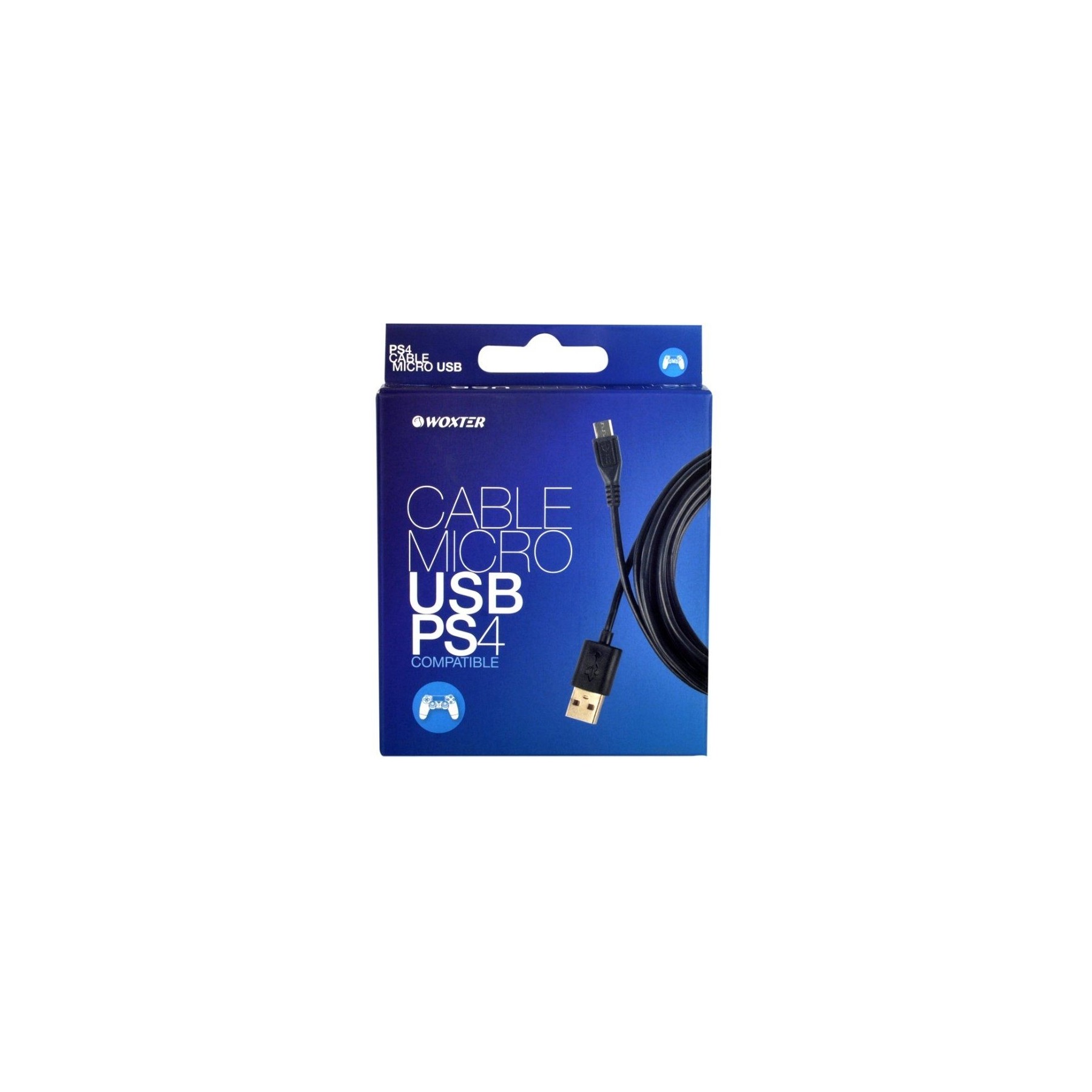 Cable usb 2.0 woxter w8105 para ps4/ usb macho - microusb macho/ 3m/ negro