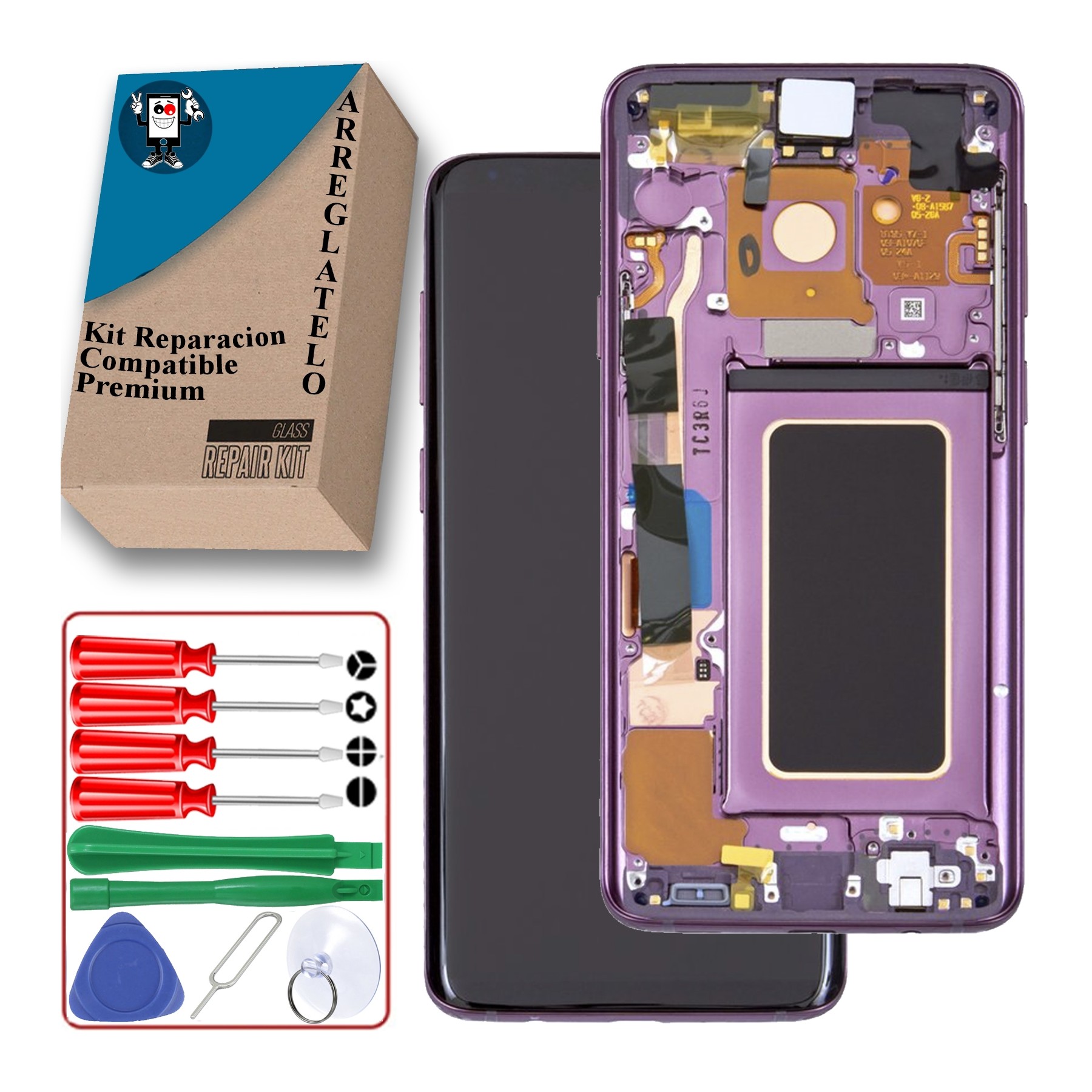 Kit Reparación Pantalla Original para Samsung Galaxy S9 G960F Con Marco Morada